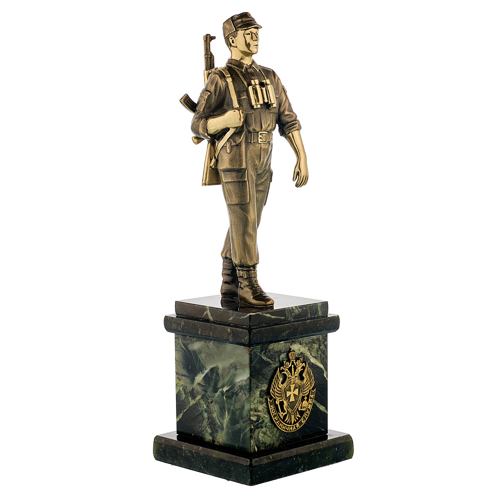 Статуэтка из бронзы и камня «Пограничник» - интернет магазин Русь Велика я фото 1