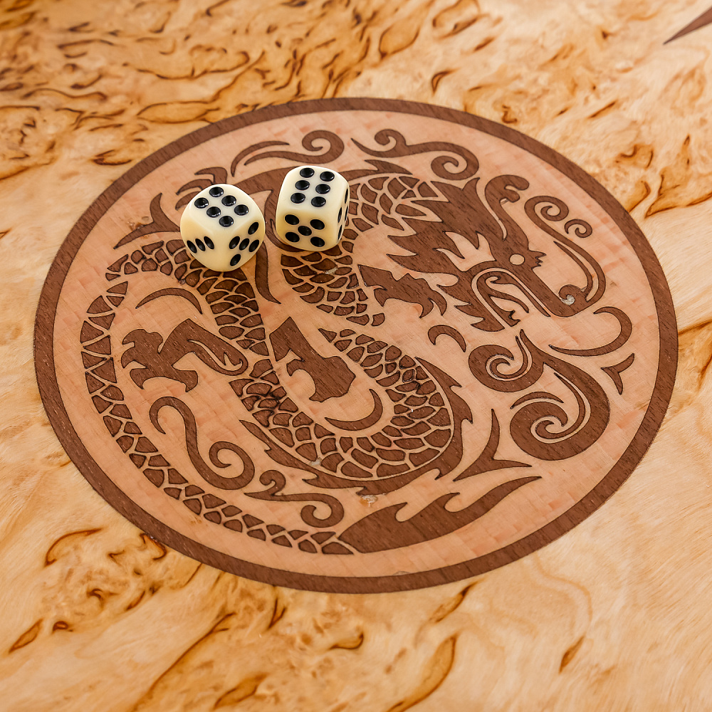 Нарды из карельской березы «Дракон» 60х30 см - интернет магазин Русь Велика я фото 6