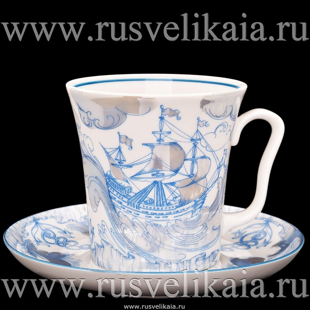 Чайная пара «Бригантина» форма «Ленинградская» ИФЗ - интернет магазин Русь Велика я 