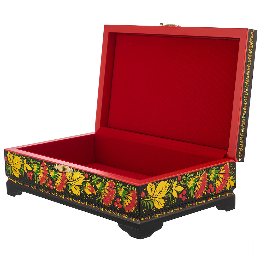 Деревянная шкатулка «Птица и цветы». Хохлома - интернет магазин Русь Велика я фото 2