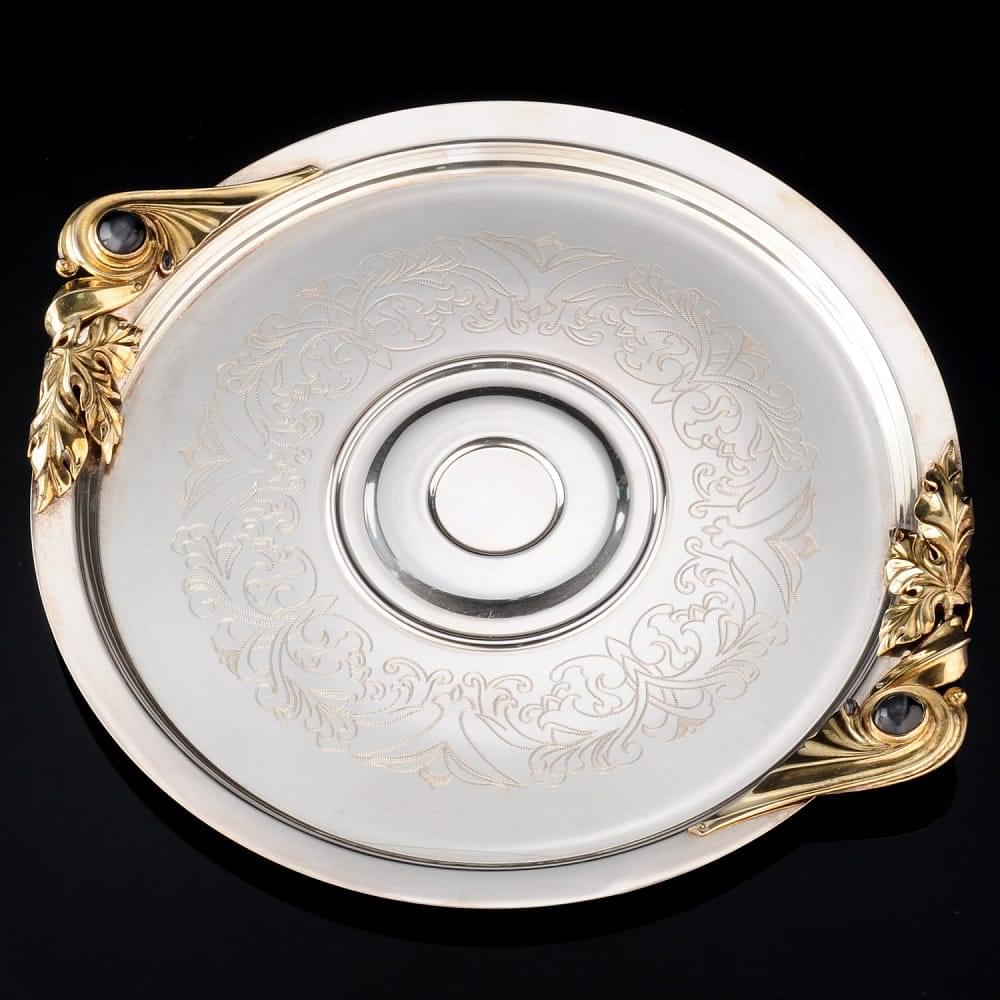 Набор серебряной посуды «Элегия» (графин, 2 рюмки, поднос) - интернет магазин Русь Велика я фото 2