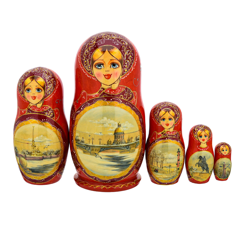 Матрешка «Санкт-Петербург. Исаакиевский собор» 5 мест - интернет магазин Русь Велика я фото 2