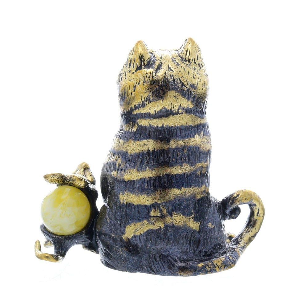 Статуэтка с янтарем «Кот и мышка друзья» - интернет магазин Русь Велика я фото 1