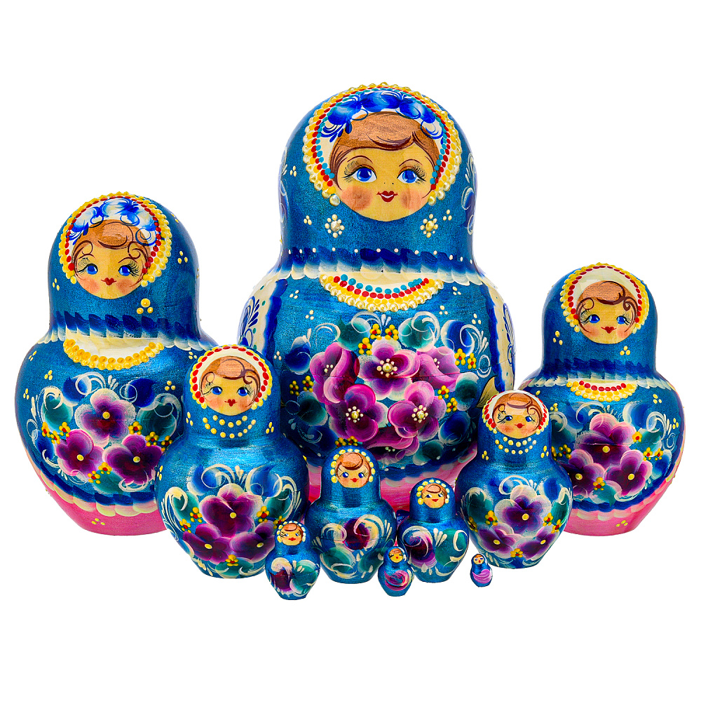 Матрешка «Цветы» 10 мест - интернет магазин Русь Велика я 