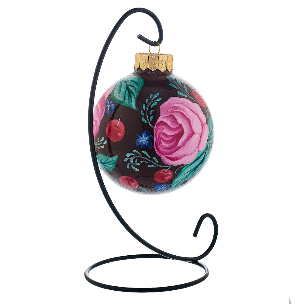 Елочный шар с ручной росписью «Жостово. Цветы» - интернет магазин Русь Велика я фото 4