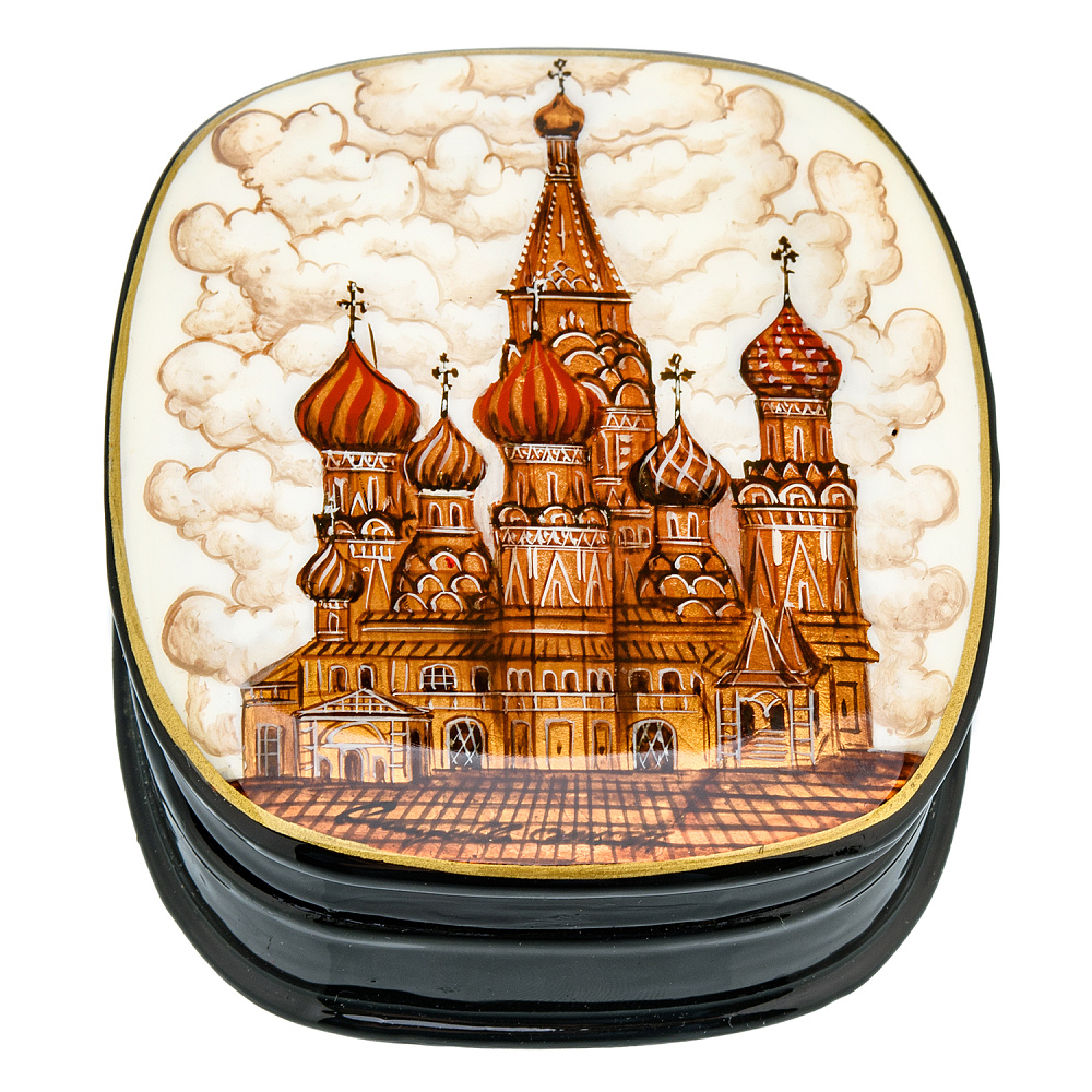 Шкатулка с художественной росписью «Храм Василия Блаженного» - интернет магазин Русь Велика я 