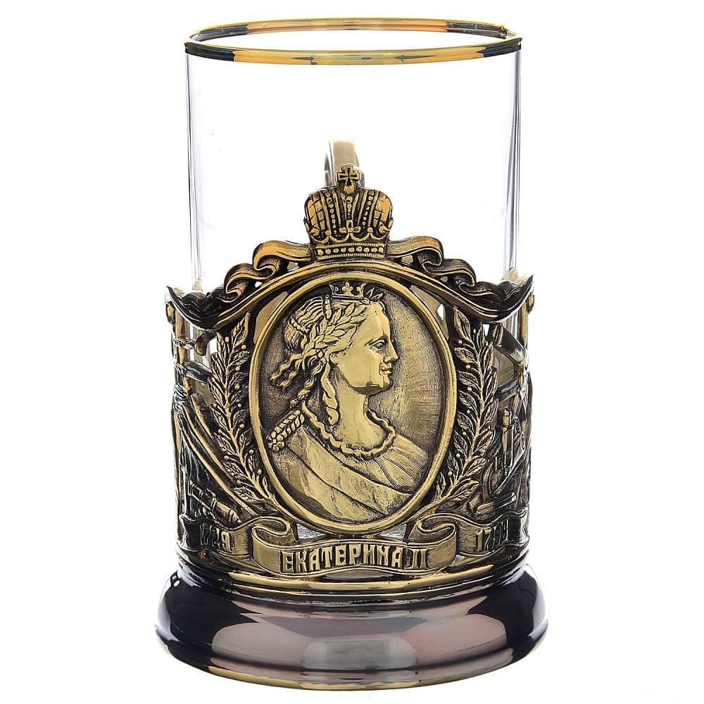 Подстаканник латунный «Екатерина Вторая» - интернет магазин Русь Велика я 