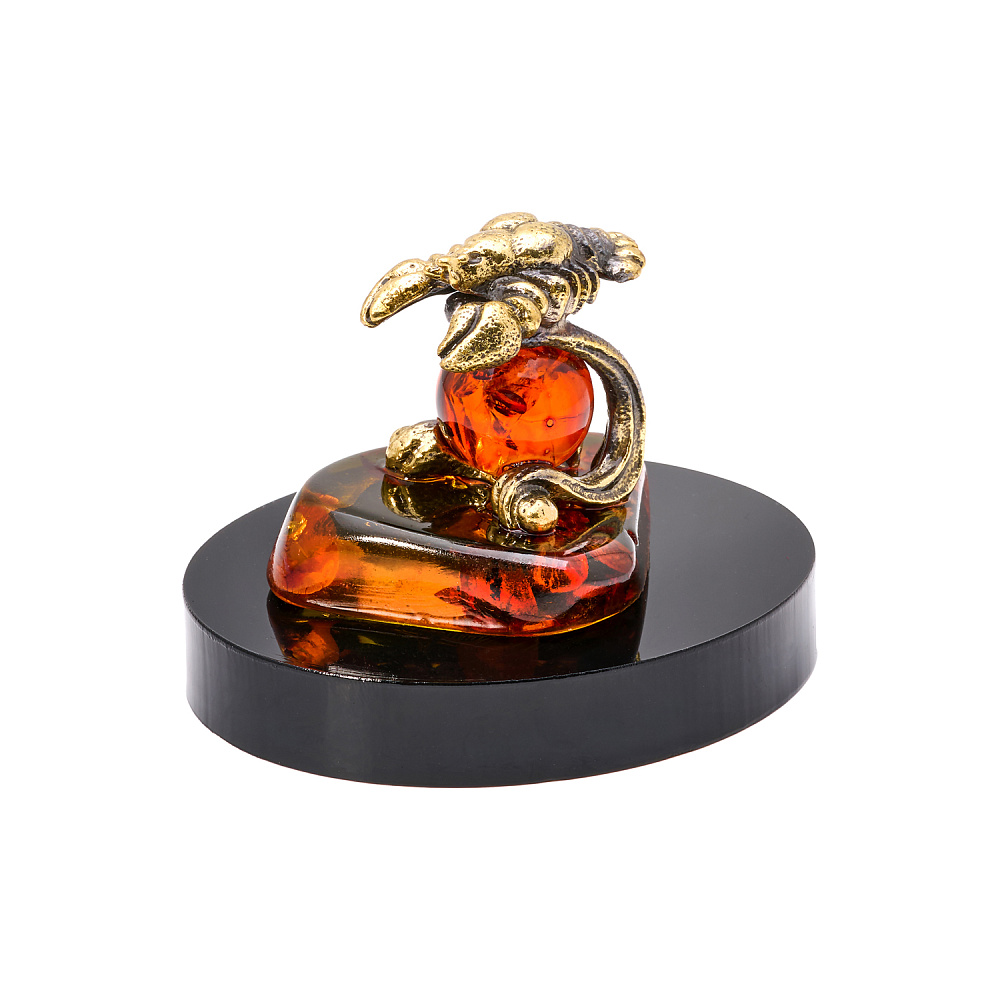 Статуэтка из янтаря и бронзы «Знак Зодиака Рак» - интернет магазин Русь Велика я фото 1