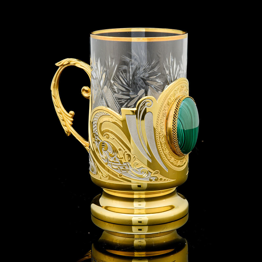 Чайный набор с подстаканниками «Малахит». Златоуст - интернет магазин Русь Велика я фото 1