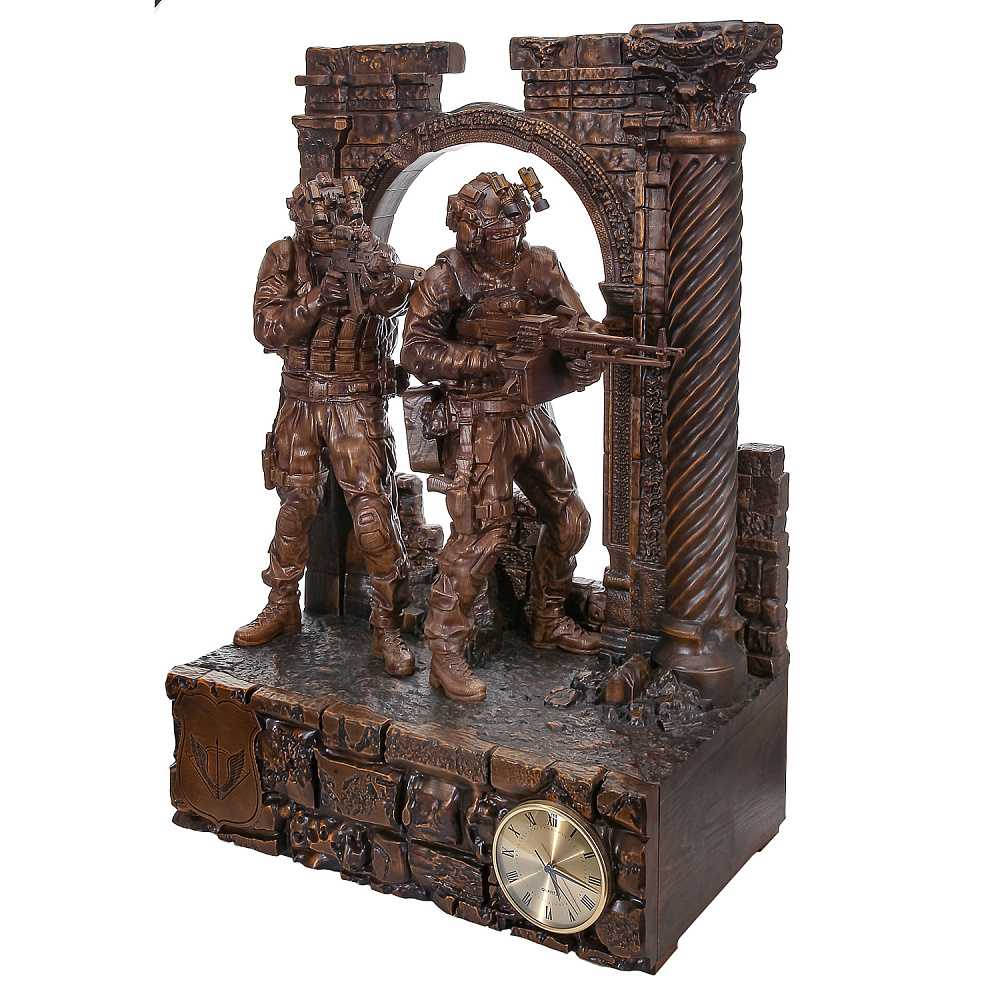 Деревянные резные часы «ССО». Высота 102 см - интернет магазин Русь Велика я фото 1