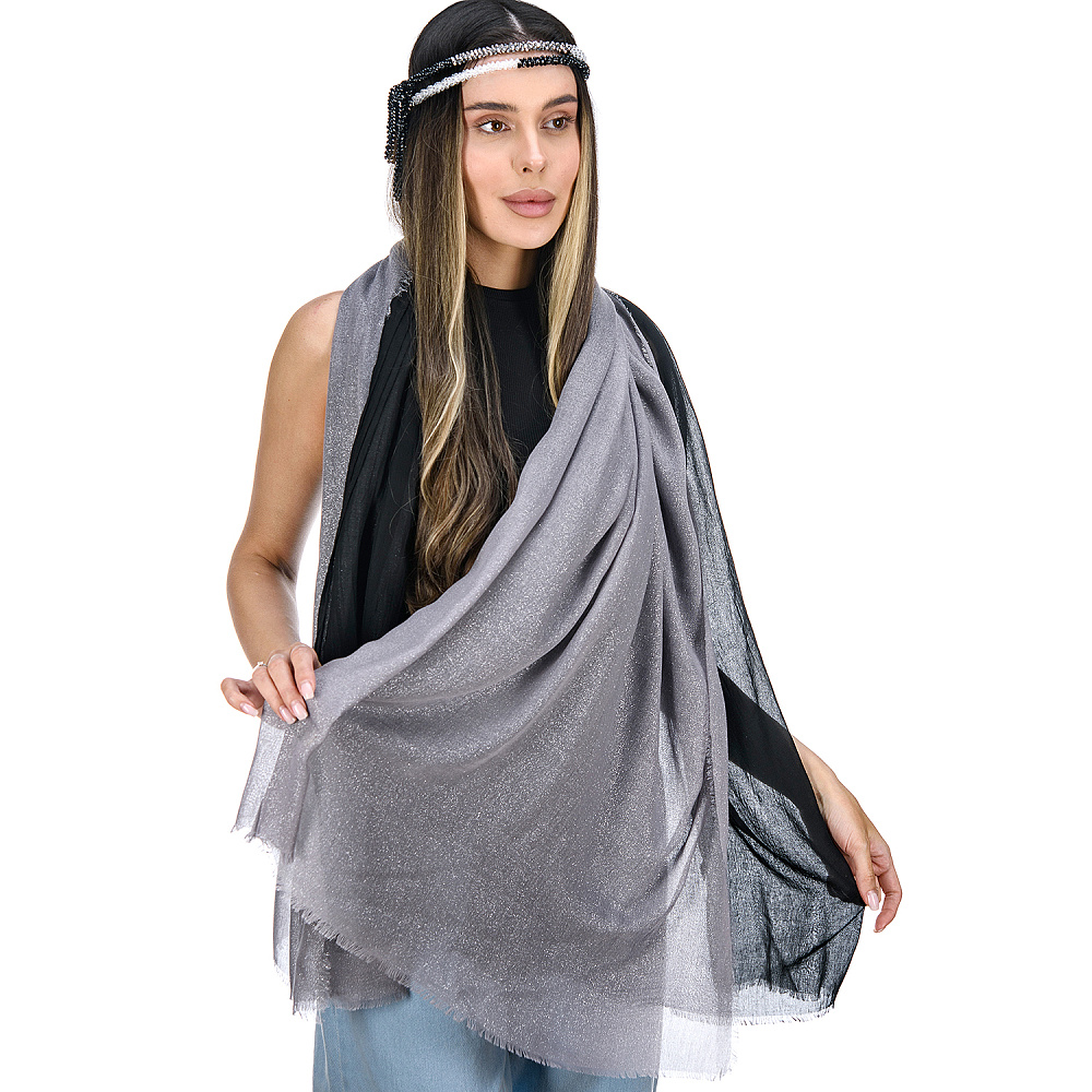 Набор парных палантинов с бусами-жгутом «Дуэт». Серебристо-черный - интернет магазин Русь Велика я фото 2