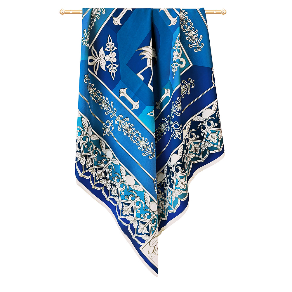 Платок шелковый «Птица дивная» 90х90 см - интернет магазин Русь Велика я фото 4