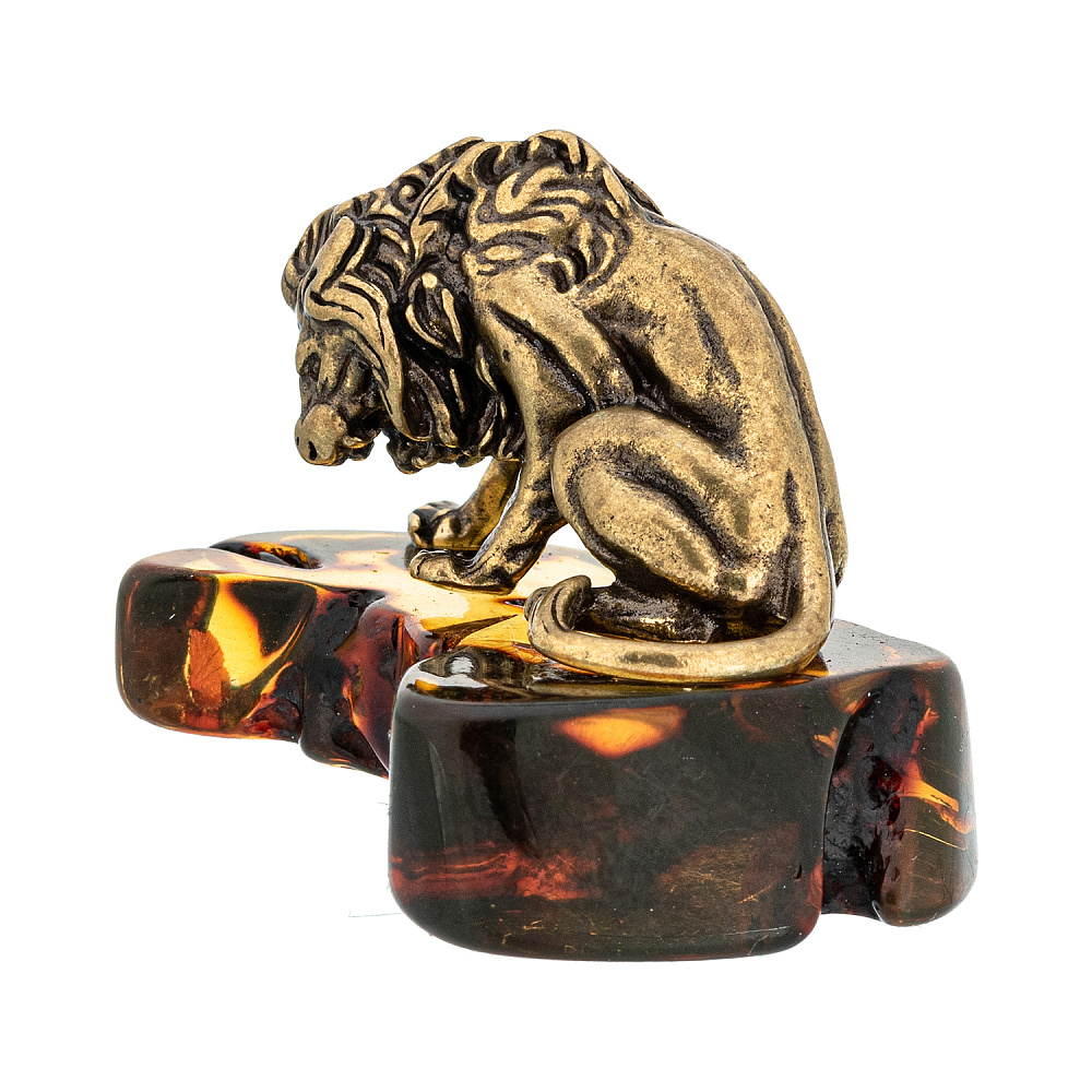 Статуэтка с янтарем «Нападающий лев» - интернет магазин Русь Велика я фото 2