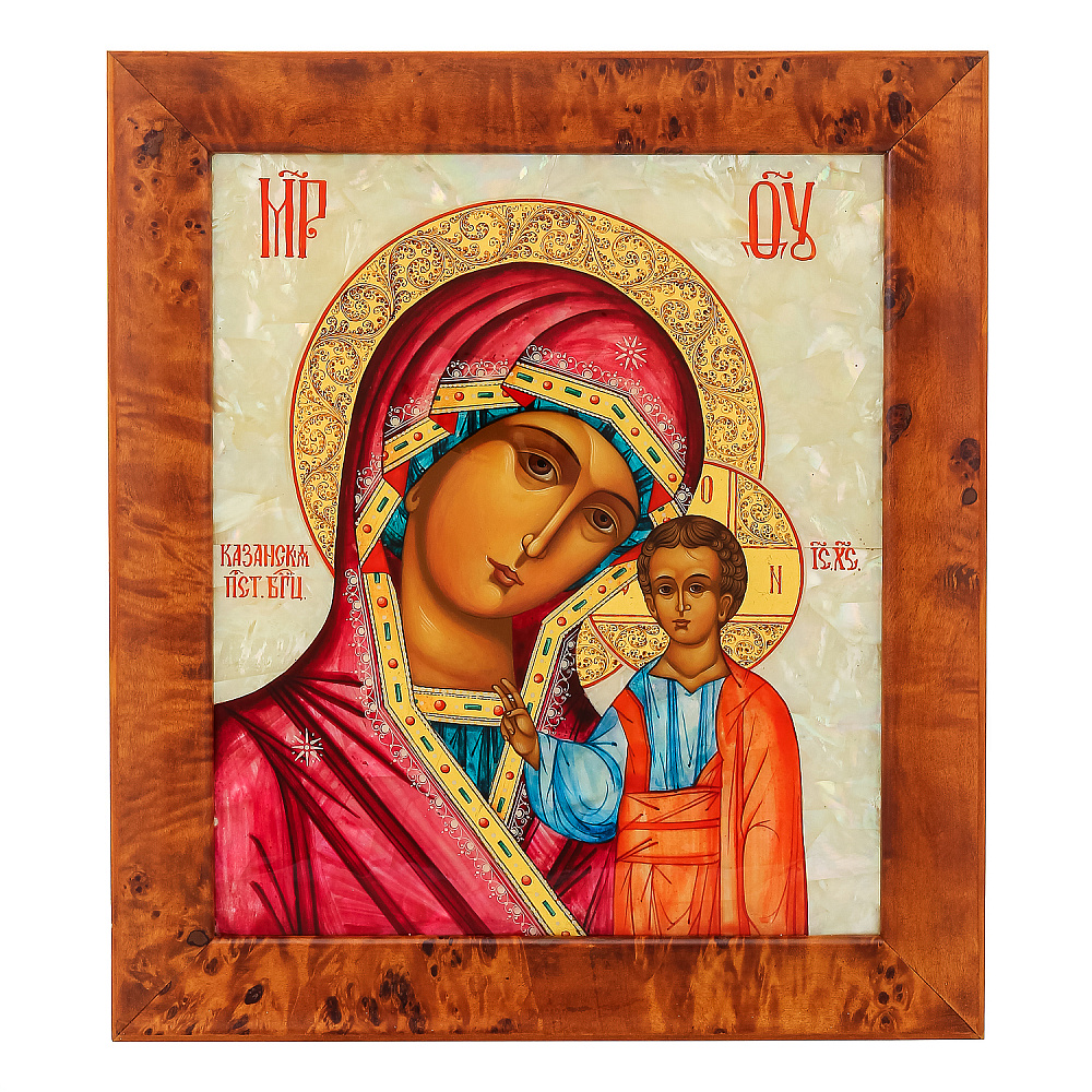 Икона на перламутре «Божья Матерь Казанская» 34 х 38 см - интернет магазин Русь Велика я фото 4