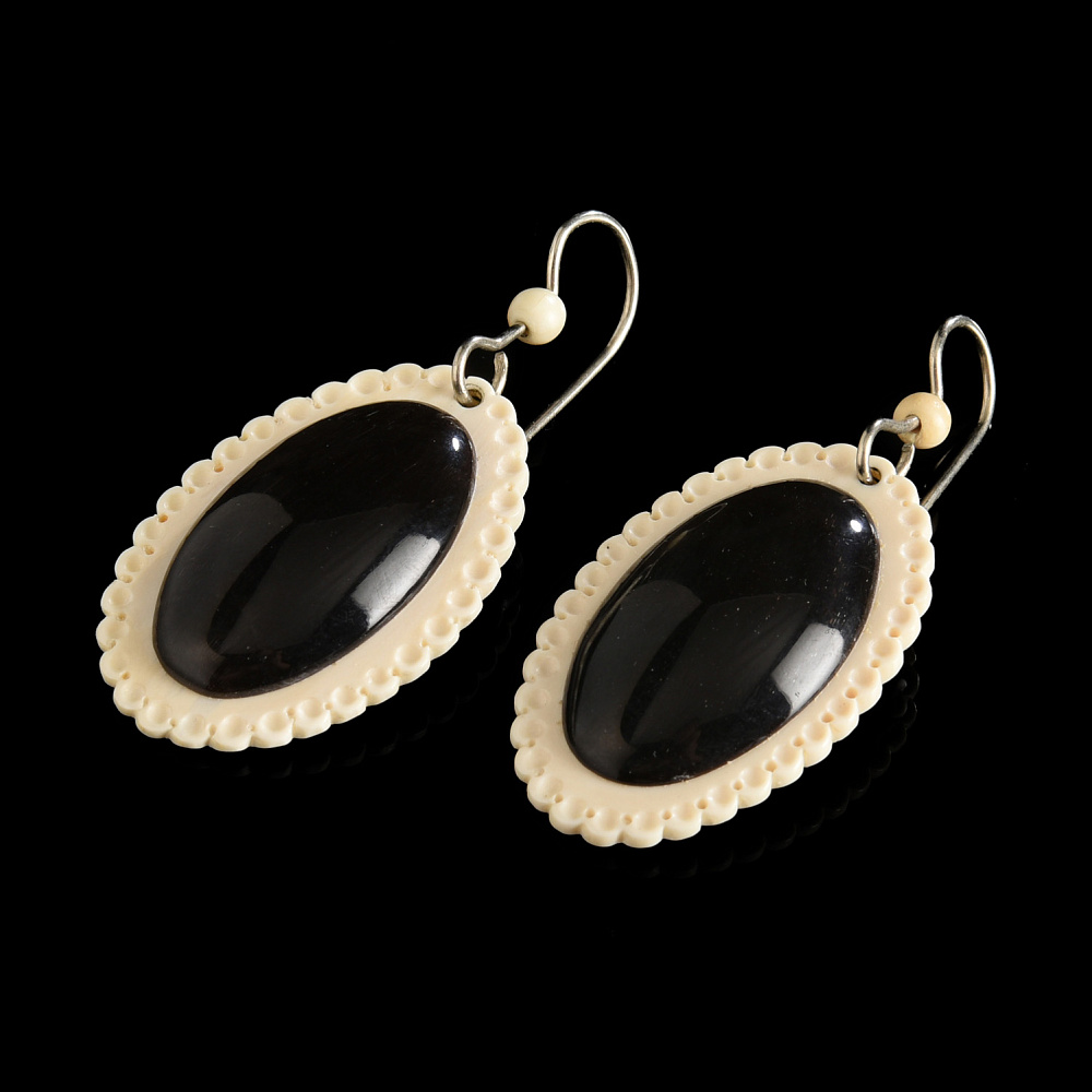 Серьги из бивня мамонта «Ночь» - интернет магазин Русь Велика я фото 1