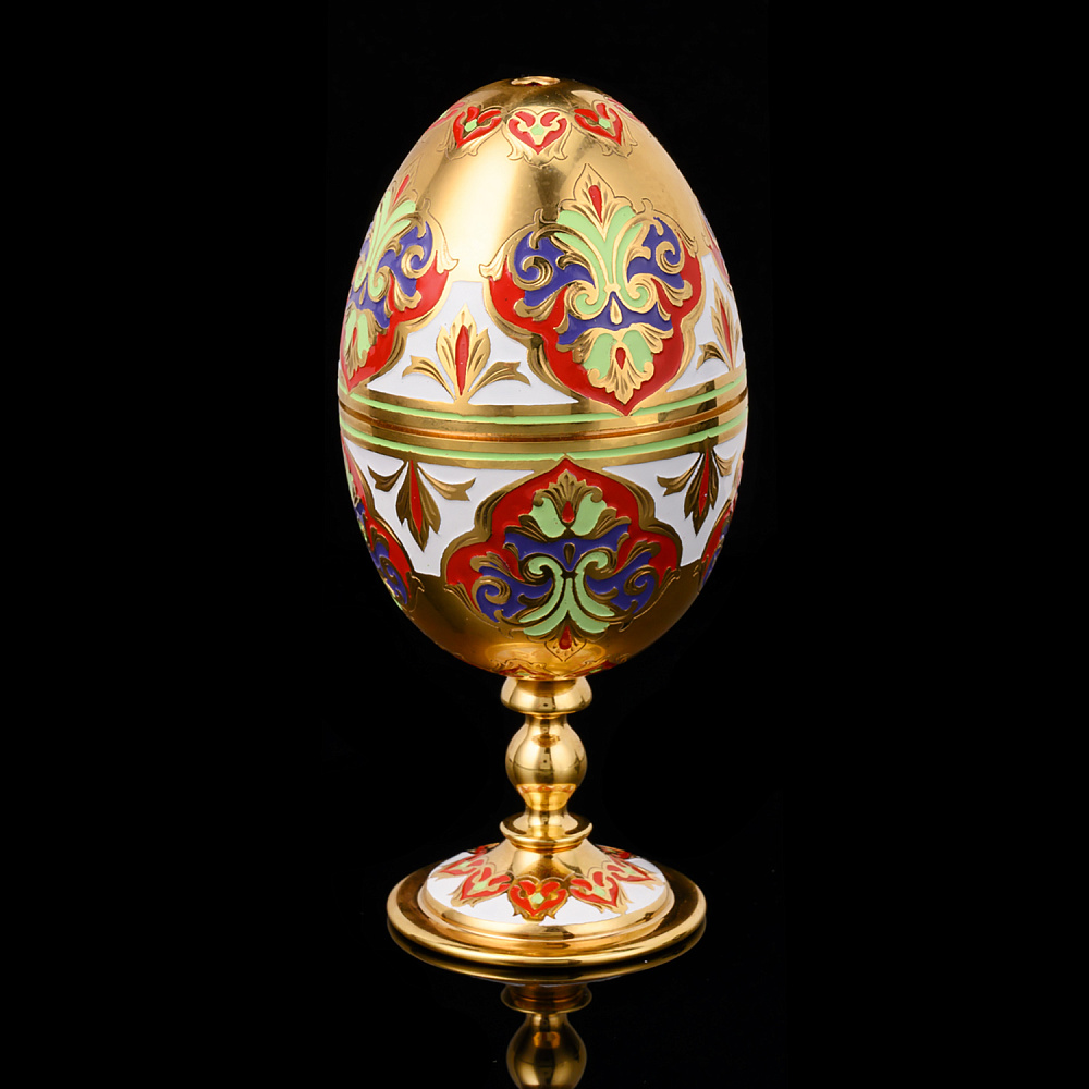 Пасхальное яйцо-рюмка с позолотой и эмалью. Златоуст - интернет магазин Русь Велика я 