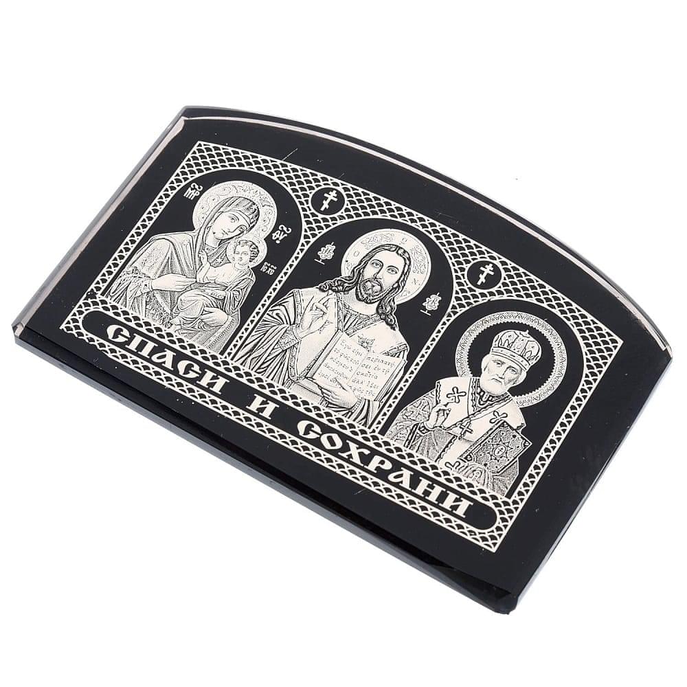 Икона автомобильная «Спаси и сохрани» из камня 7 х 12 см - интернет магазин Русь Велика я фото 2