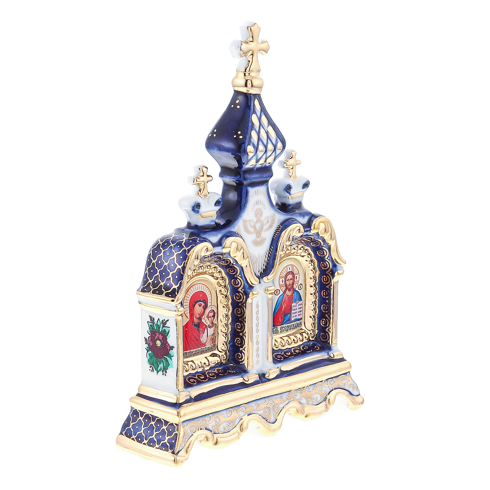 Киот настольный «Богородица и Иисус Христос». Гжель 14х9,5 см - интернет магазин Русь Велика я фото 3