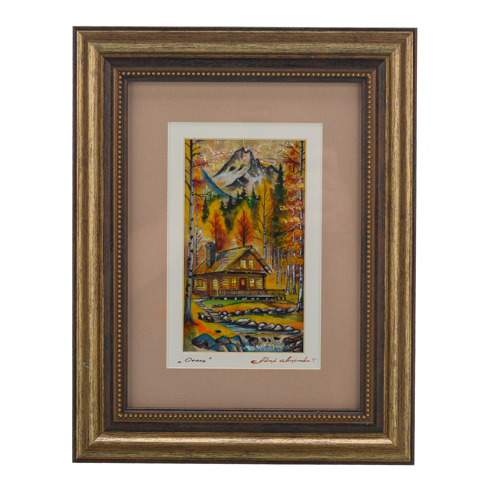 Картина на перламутре «Осень. Дом» 28х22 см - интернет магазин Русь Велика я 