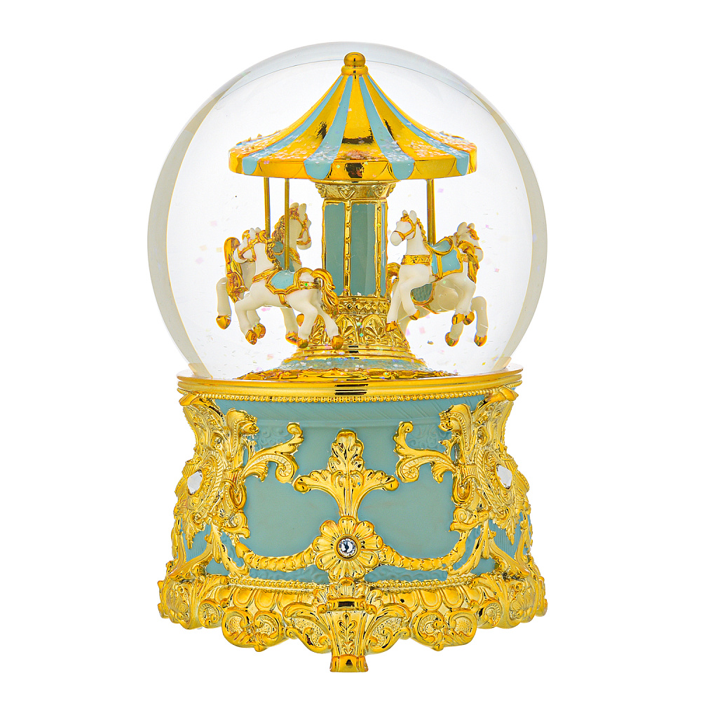 Стеклянный шар со снегом «Бирюзовая карусель» - интернет магазин Русь Велика я фото 1
