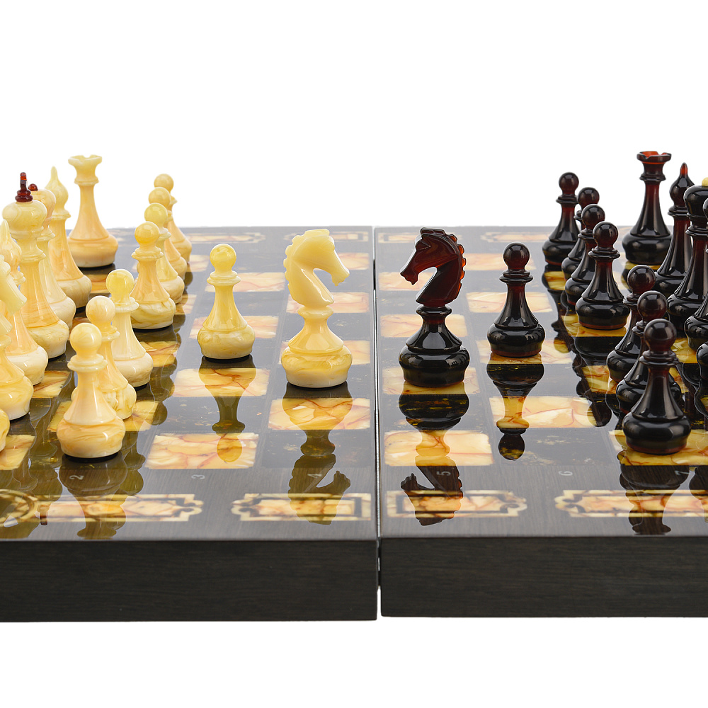 Шахматы с янтарными фигурами «Арабески-Марин» 56х56 см - интернет магазин Русь Велика я фото 7