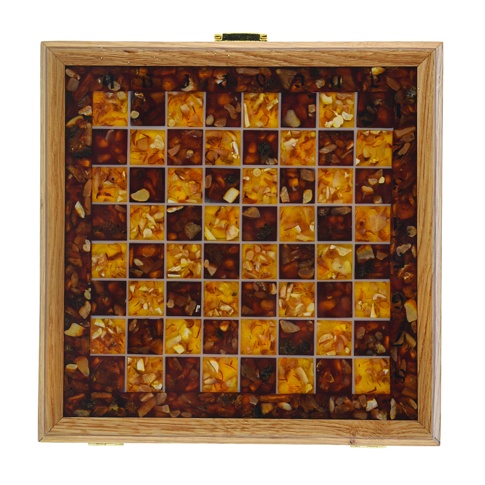 Шахматы с инкрустацией и фигурами из янтаря 28х28 см - интернет магазин Русь Велика я фото 7