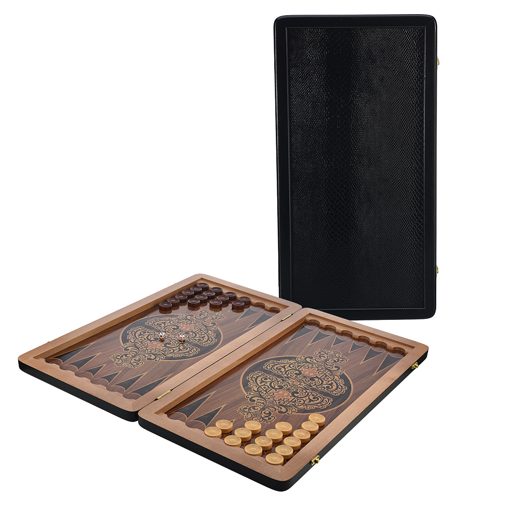 Деревянные нарды с кожаной вставкой «Питон» 60х30 см - интернет магазин Русь Велика я 