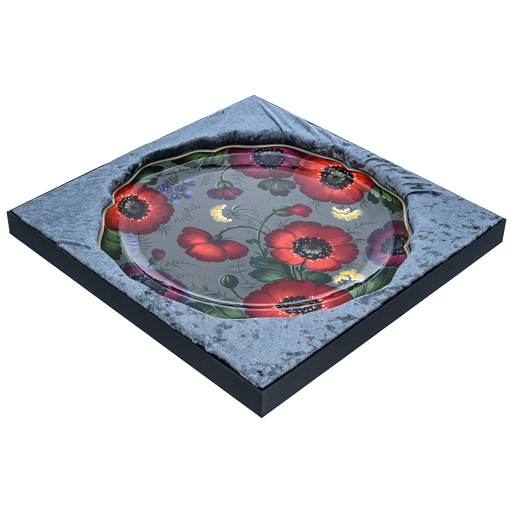 Поднос с авторской росписью «Цветы» 37 см - интернет магазин Русь Велика я фото 2