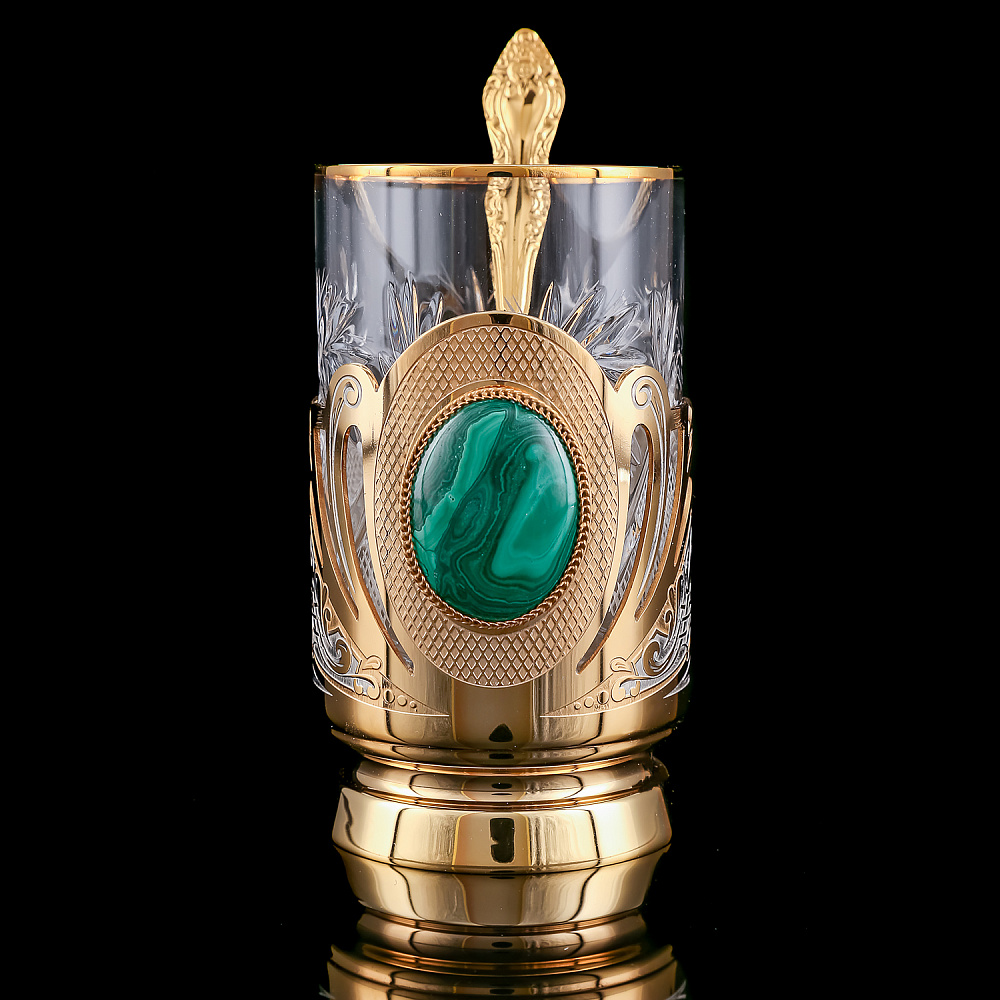 Подстаканник с блюдцем «Малахит». Златоуст - интернет магазин Русь Велика я фото 2