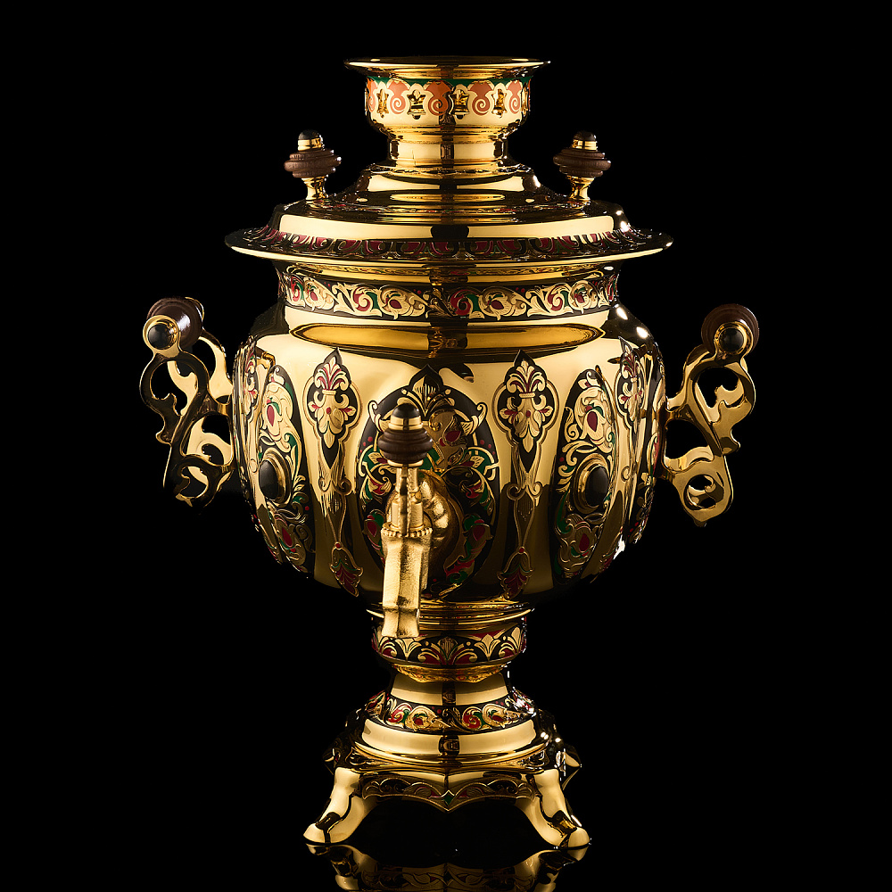 Самовар с сервизом на 6 персон «Золотая хохлома». Златоуст - интернет магазин Русь Велика я фото 3