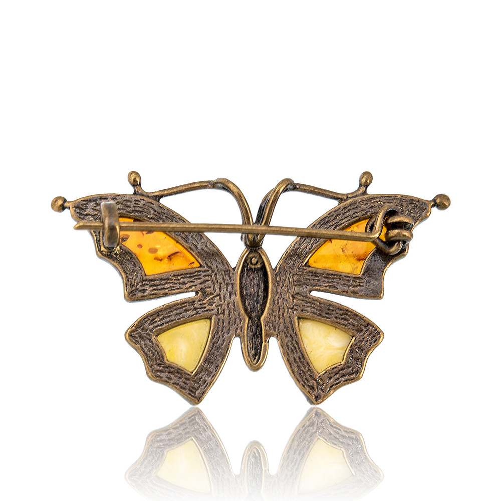 Брошь с янтарной вставкой «Бабочка» - интернет магазин Русь Велика я фото 1