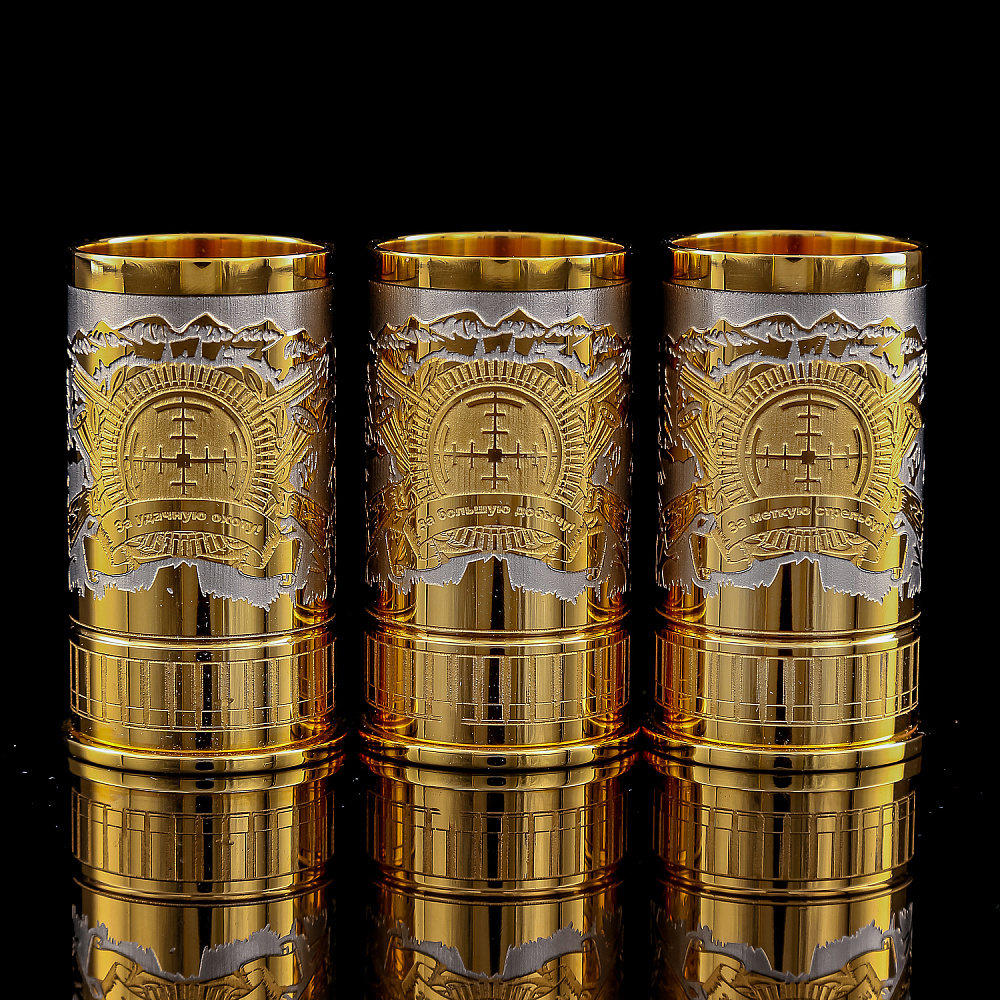 Набор из трех рюмок-гильз 50 мл «За охоту». Златоуст - интернет магазин Русь Велика я фото 2