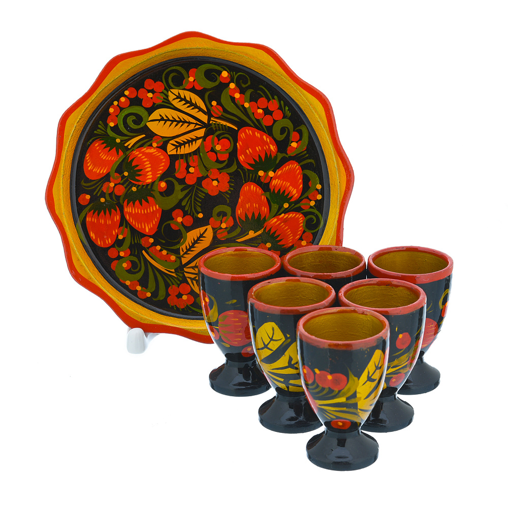 Питейный набор на 6 персон «Водочный». Хохлома - интернет магазин Русь Велика я 