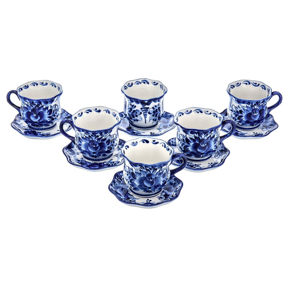 Самовар фарфоровый 3,5 л с сервизом «Петух». Гжель - интернет магазин Русь Велика я фото 7