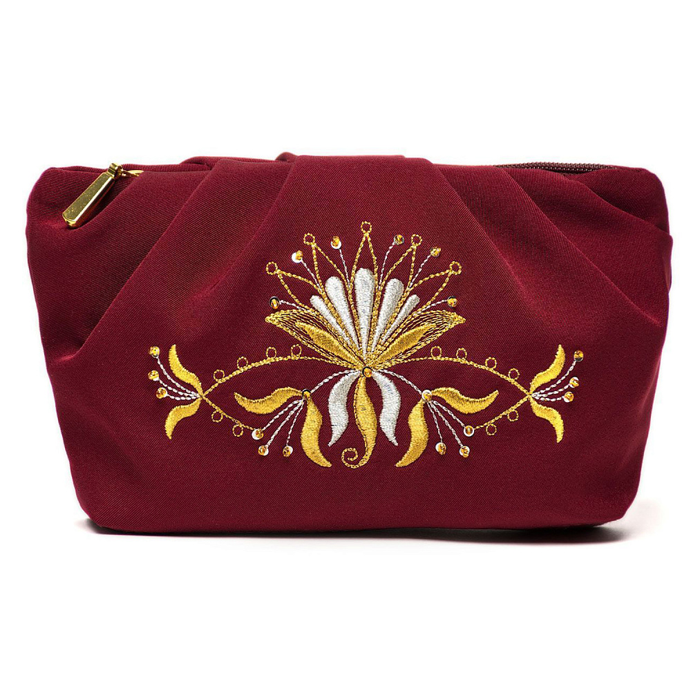 Косметичка «Аида». Бордовая с вышивкой - интернет магазин Русь Велика я фото 1