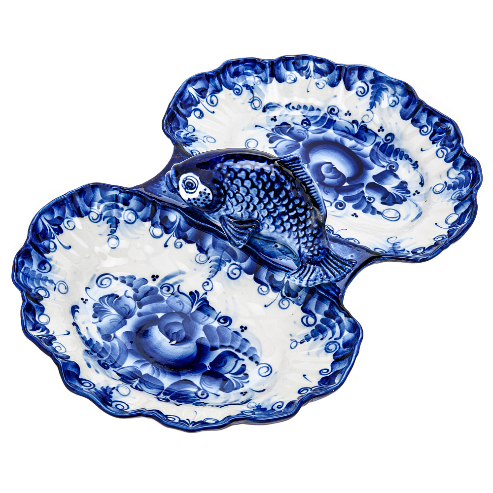 Менажница «Рыбка». Гжель - интернет магазин Русь Велика я 