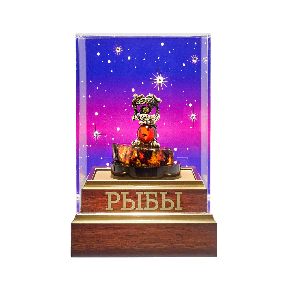Статуэтка из янтаря и бронзы «Знак Зодиака Рыбы» - интернет магазин Русь Велика я 