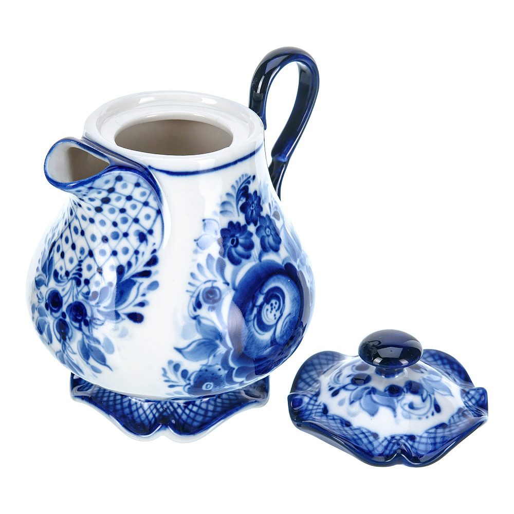 Сливочник с крышкой. Гжель - интернет магазин Русь Велика я фото 1