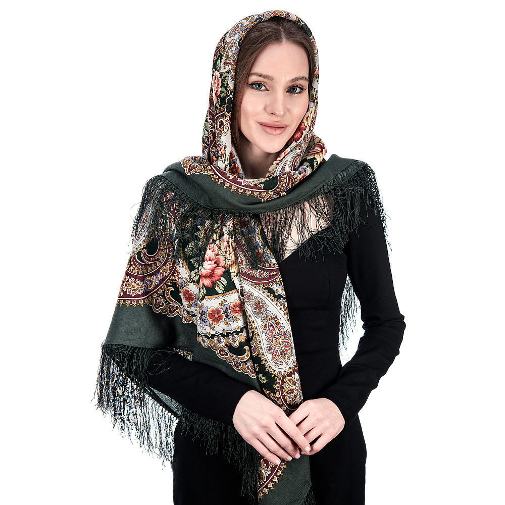 Платок ПавлоПосадский шерстяной «Сибирская красавица» 146х146 см - интернет магазин Русь Велика я фото 2