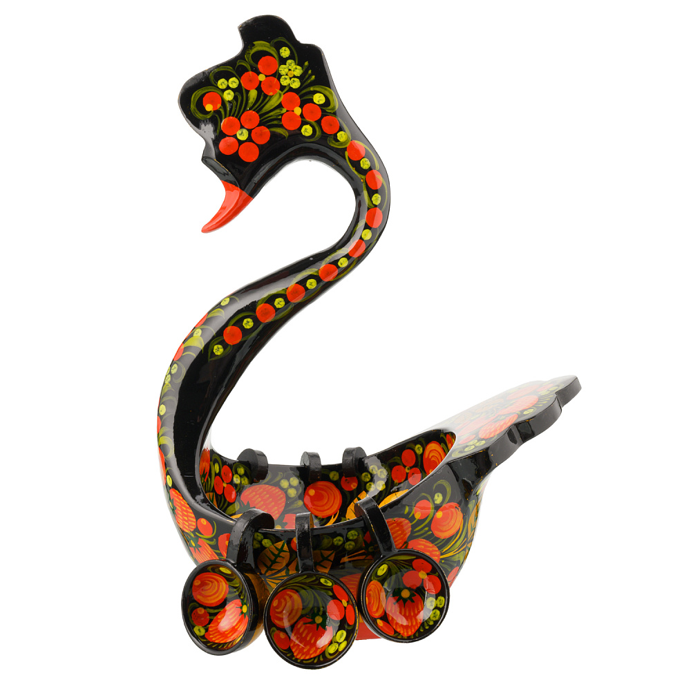 Братина деревянная с ковшиками «Лебедь». Хохлома - интернет магазин Русь Велика я фото 1