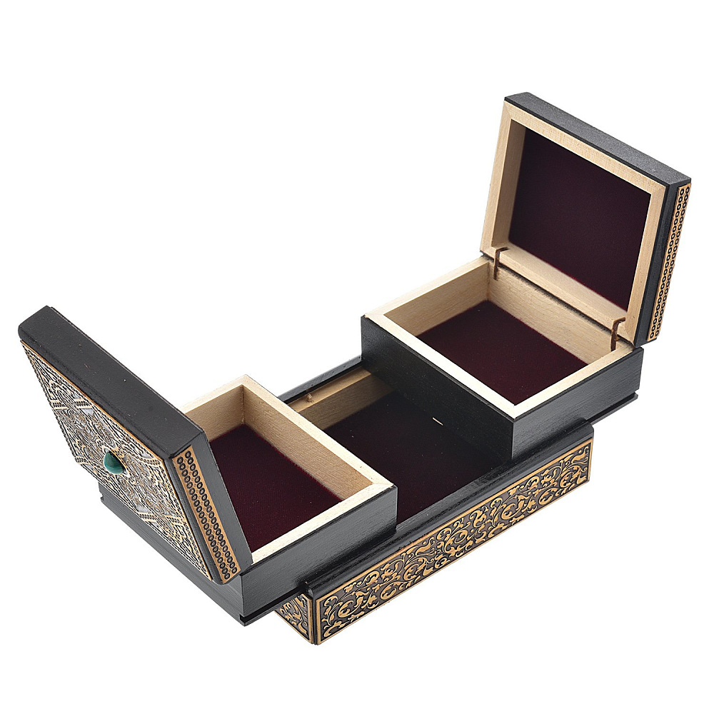 Шкатулка раздвижная из бересты с малахитом - интернет магазин Русь Велика я фото 3