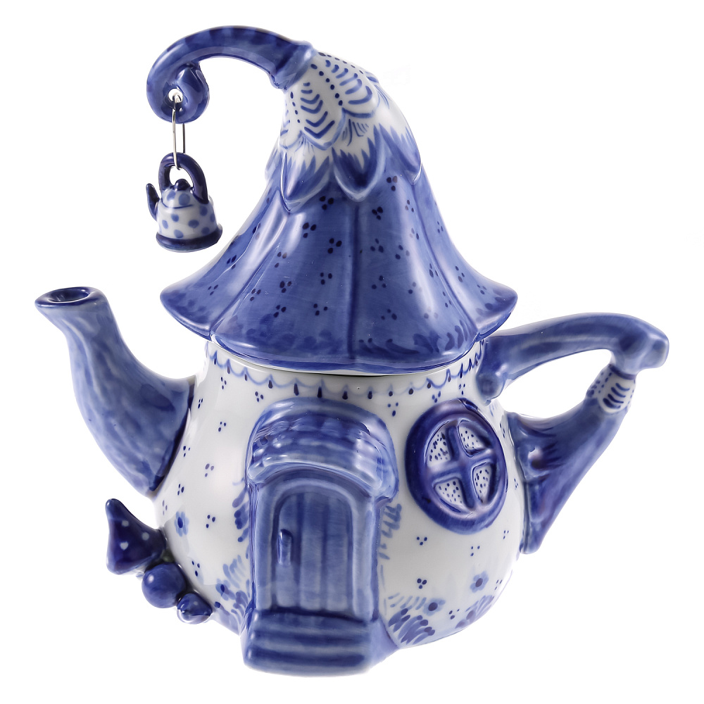 Чайник «Теремок». Гжель - интернет магазин Русь Велика я 