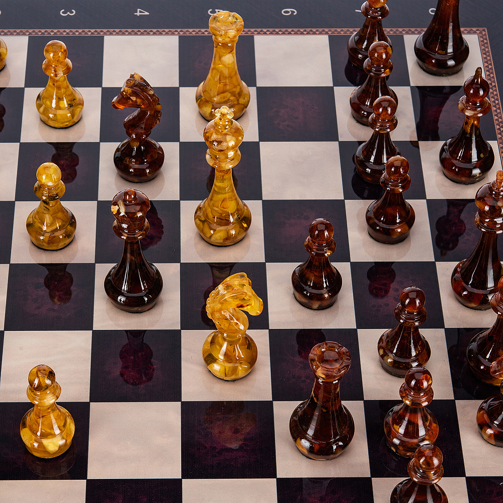 Шахматы с янтарными фигурами «Европа» 48х48 см - интернет магазин Русь Велика я фото 7
