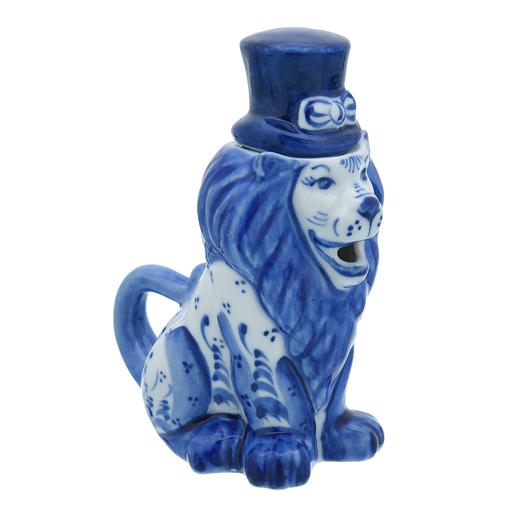 Чайник коллекционный «Лев». Гжель - интернет магазин Русь Велика я фото 2