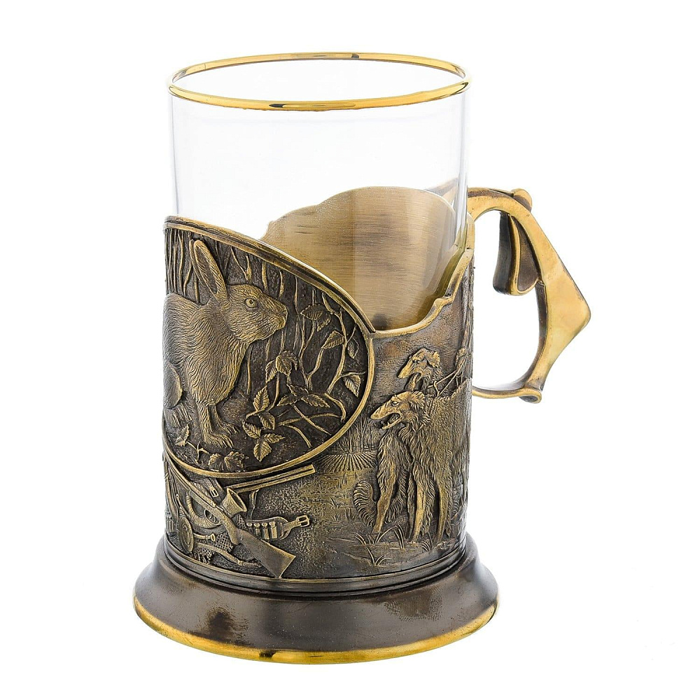 Подстаканник литой «Охота на зайца» - интернет магазин Русь Велика я фото 1