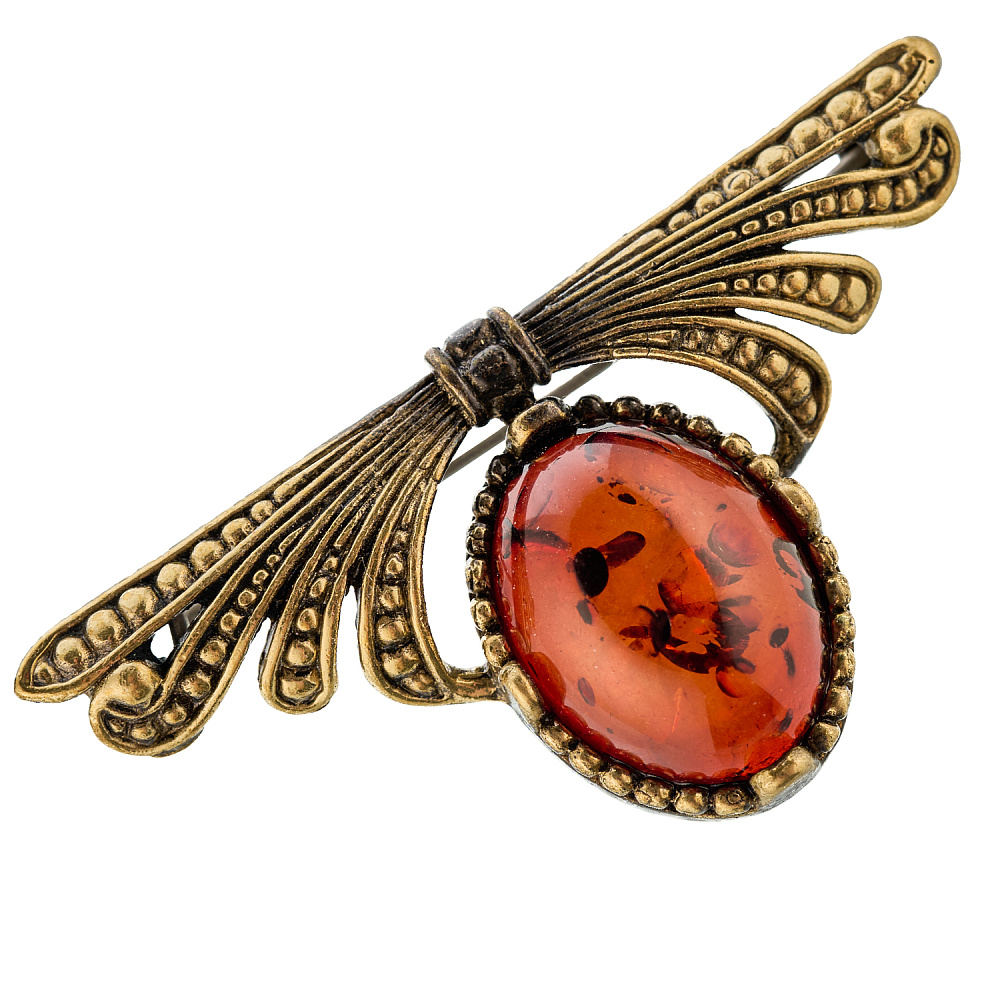 Брошь с янтарем «Крылья» - интернет магазин Русь Велика я 