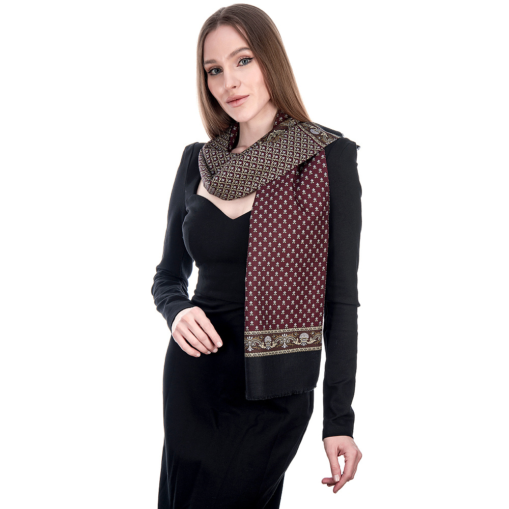 Кашне ПавлоПосадское «Брызги шампанского» 140х27 см - интернет магазин Русь Велика я 