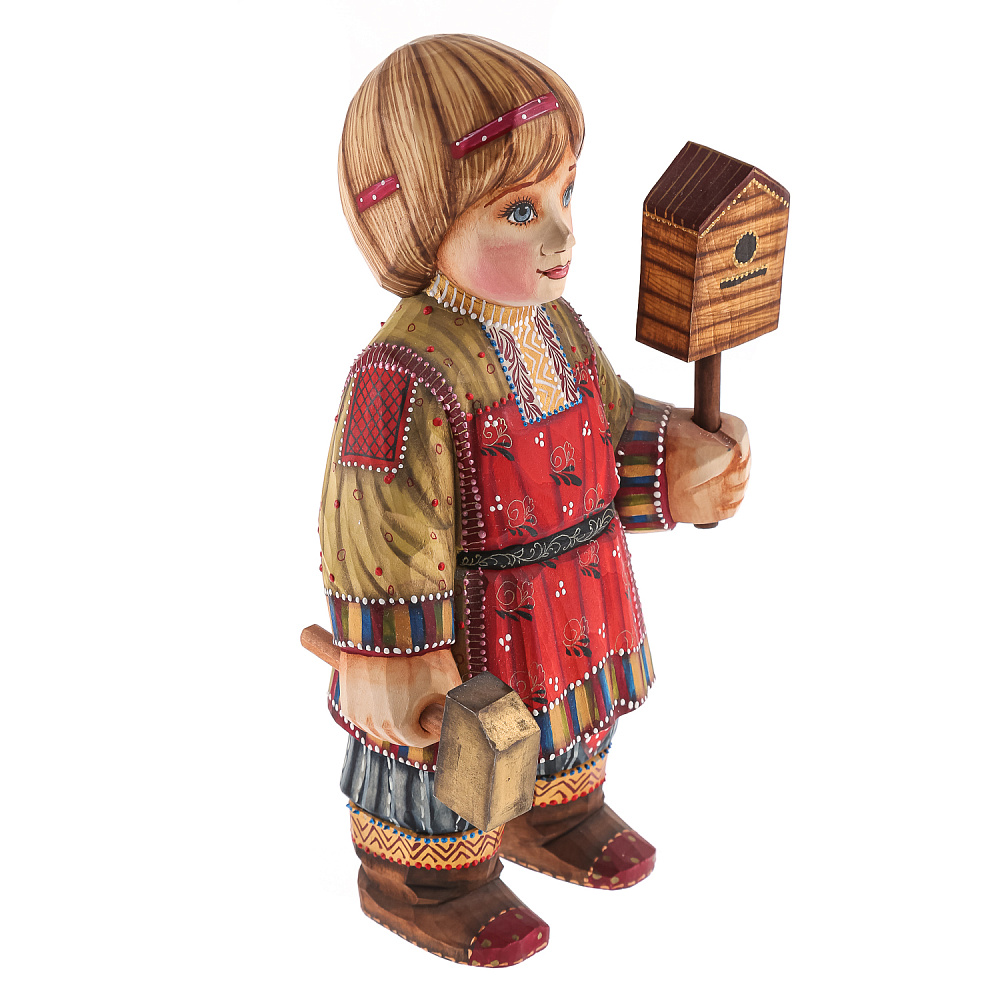 Скульптура из дерева «Мальчик со скворечником» - интернет магазин Русь Велика я фото 4