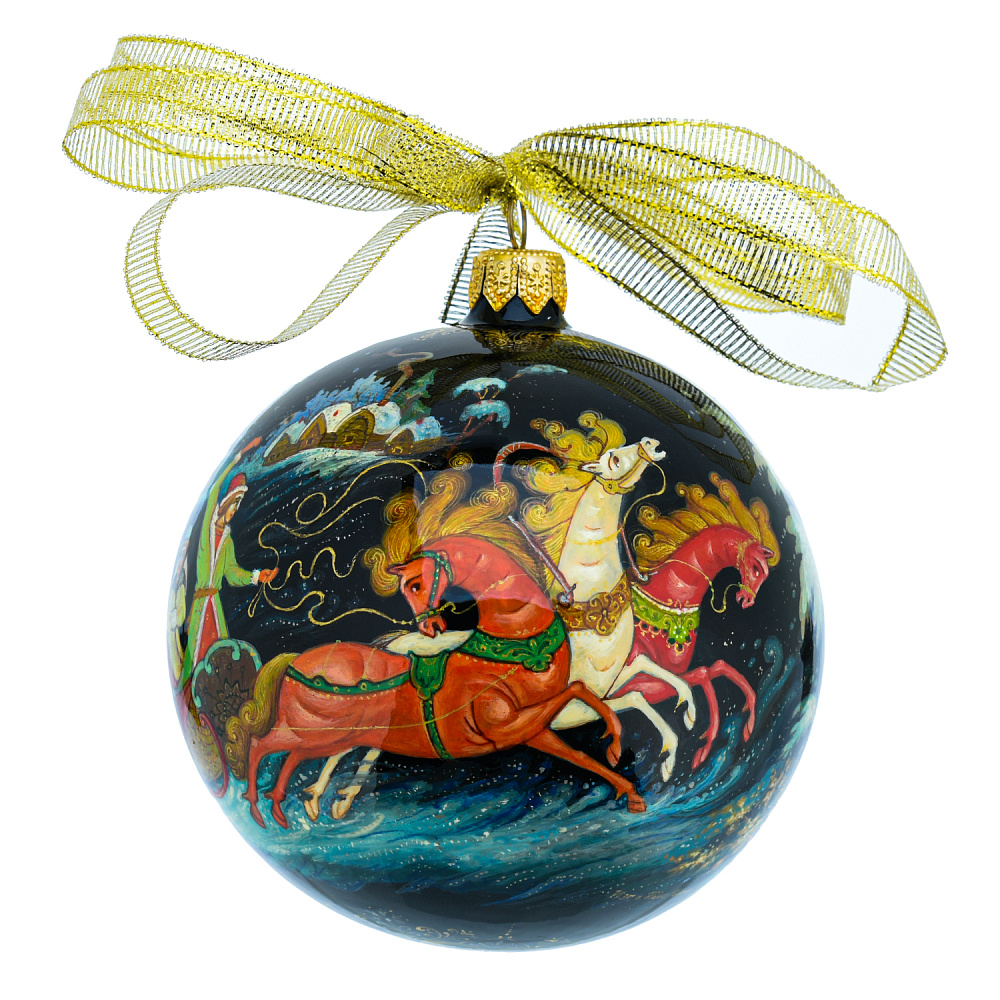 Новогодний елочный шар с росписью «Тройка» - интернет магазин Русь Велика я 
