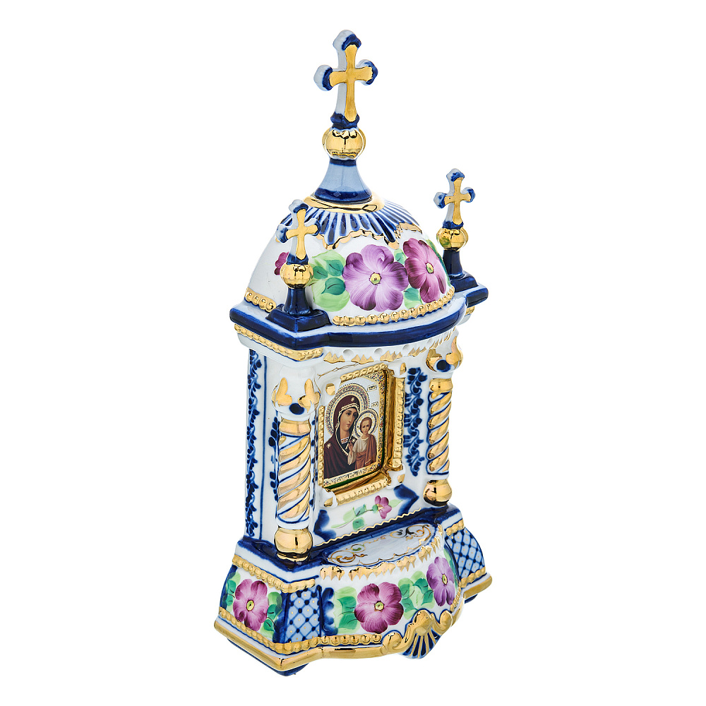 Киот настольный «Господь Вседержитель». Гжель 15х26 см - интернет магазин Русь Велика я 